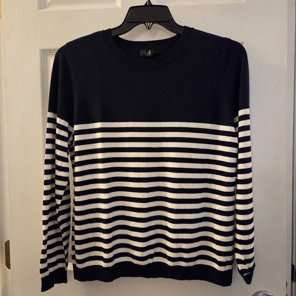 Jason Wu sz L blue/wht striped pullover sweater casual nautical rayon/nylon